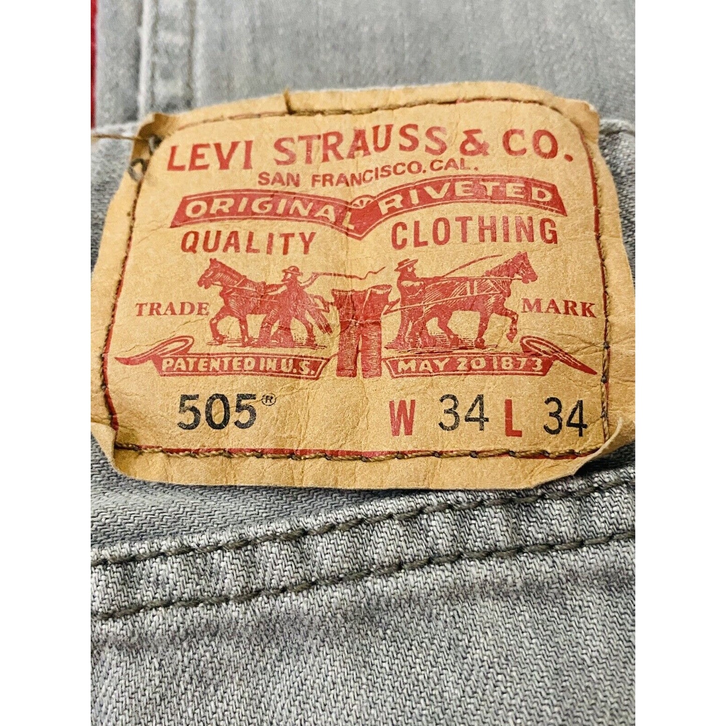 Men’s LEVI STRAUSS 505 Jeans Gray Straight Fit 34x34