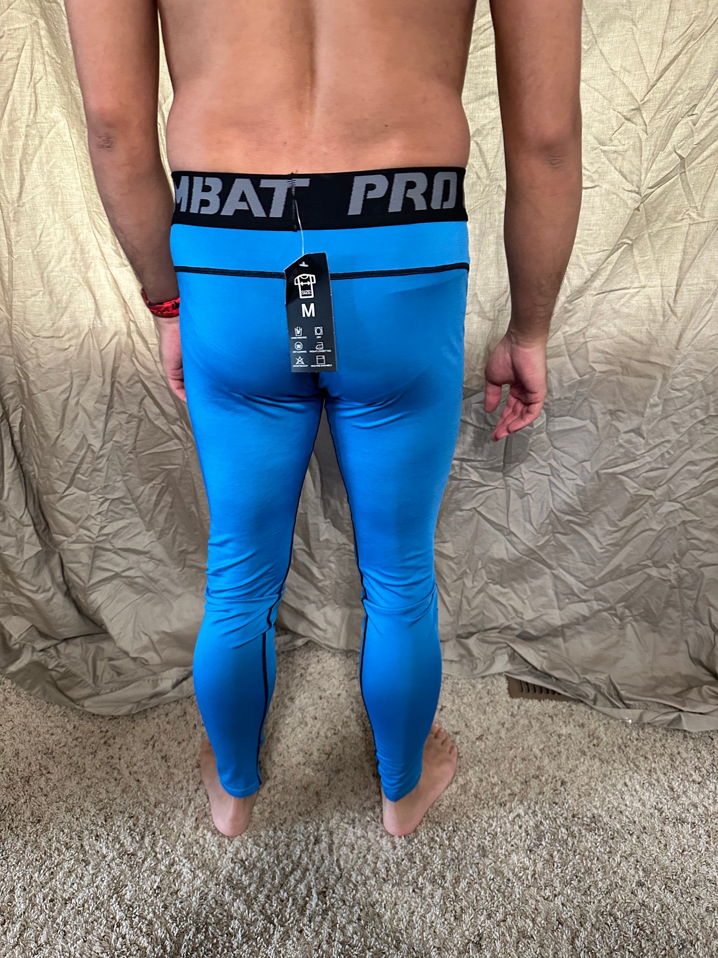 Men’s blue pro combat medium sport athletic base layer compression pants