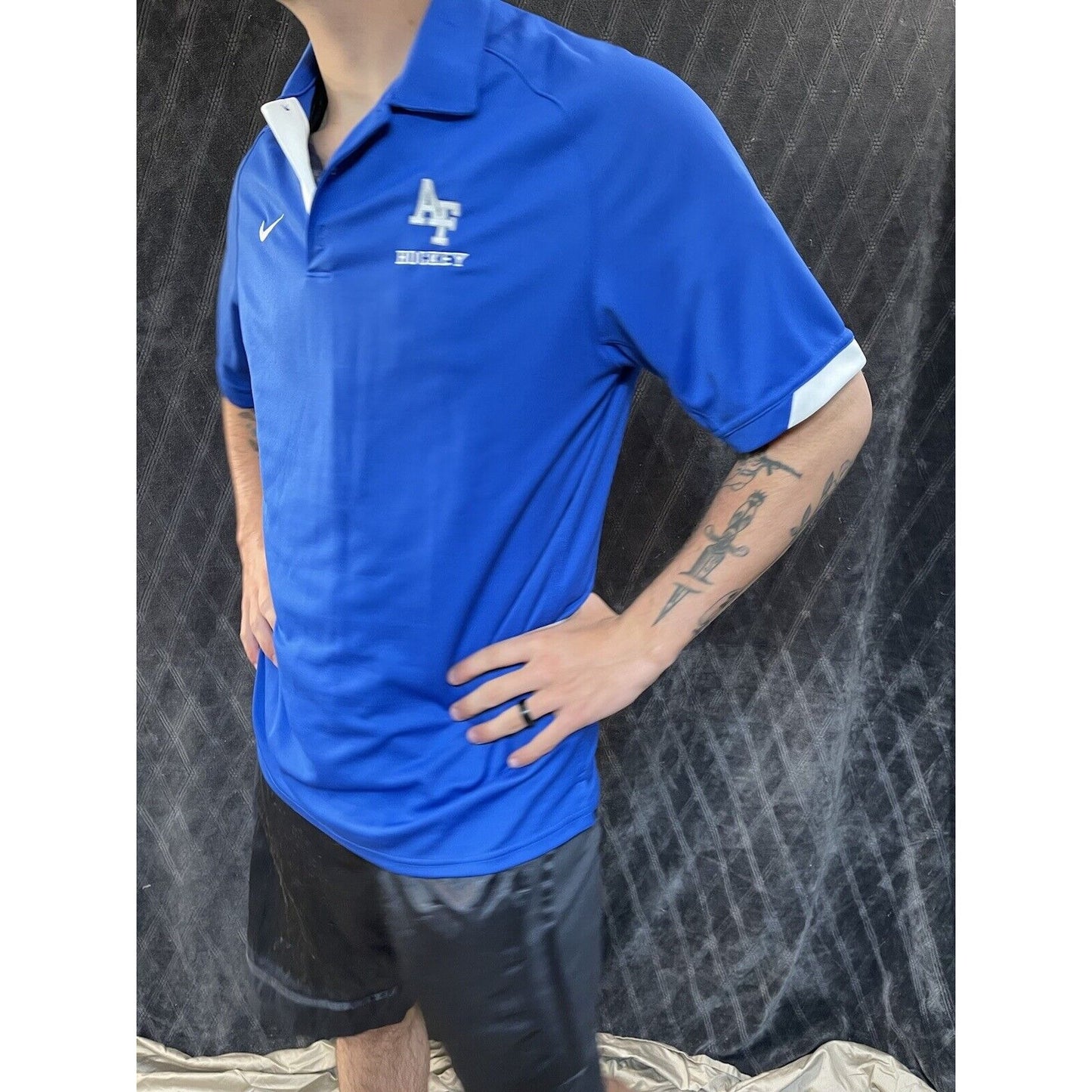men’s air force falcons usafa academy nike dri fit medium hockey polo shirt
