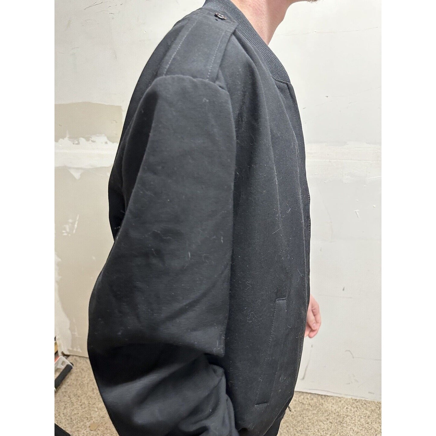 men’s army officer poly wool black miltiary jacket 50 long no liner