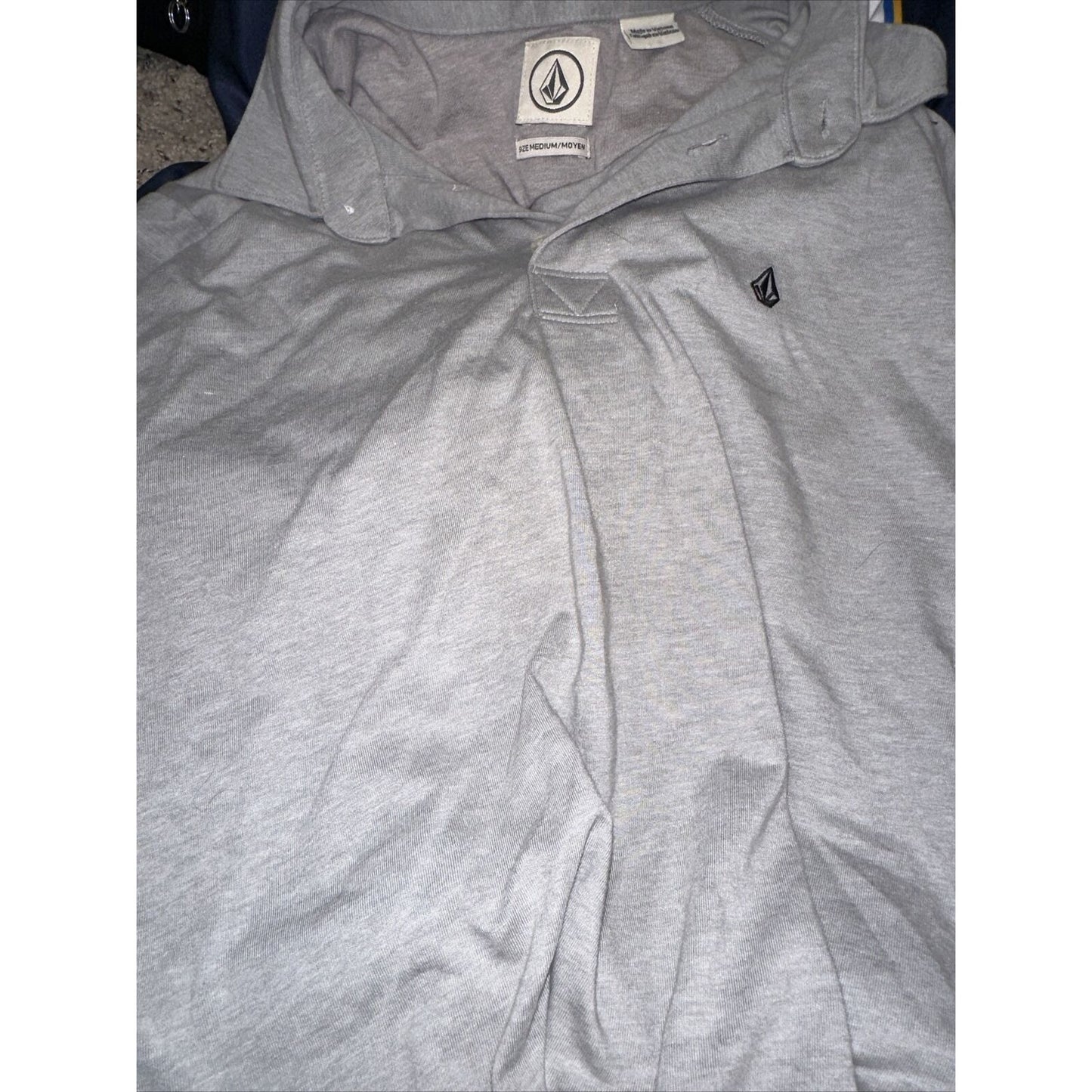 Men’s Silver Gray Volcom Medium Polo Shirt Short Sleeves