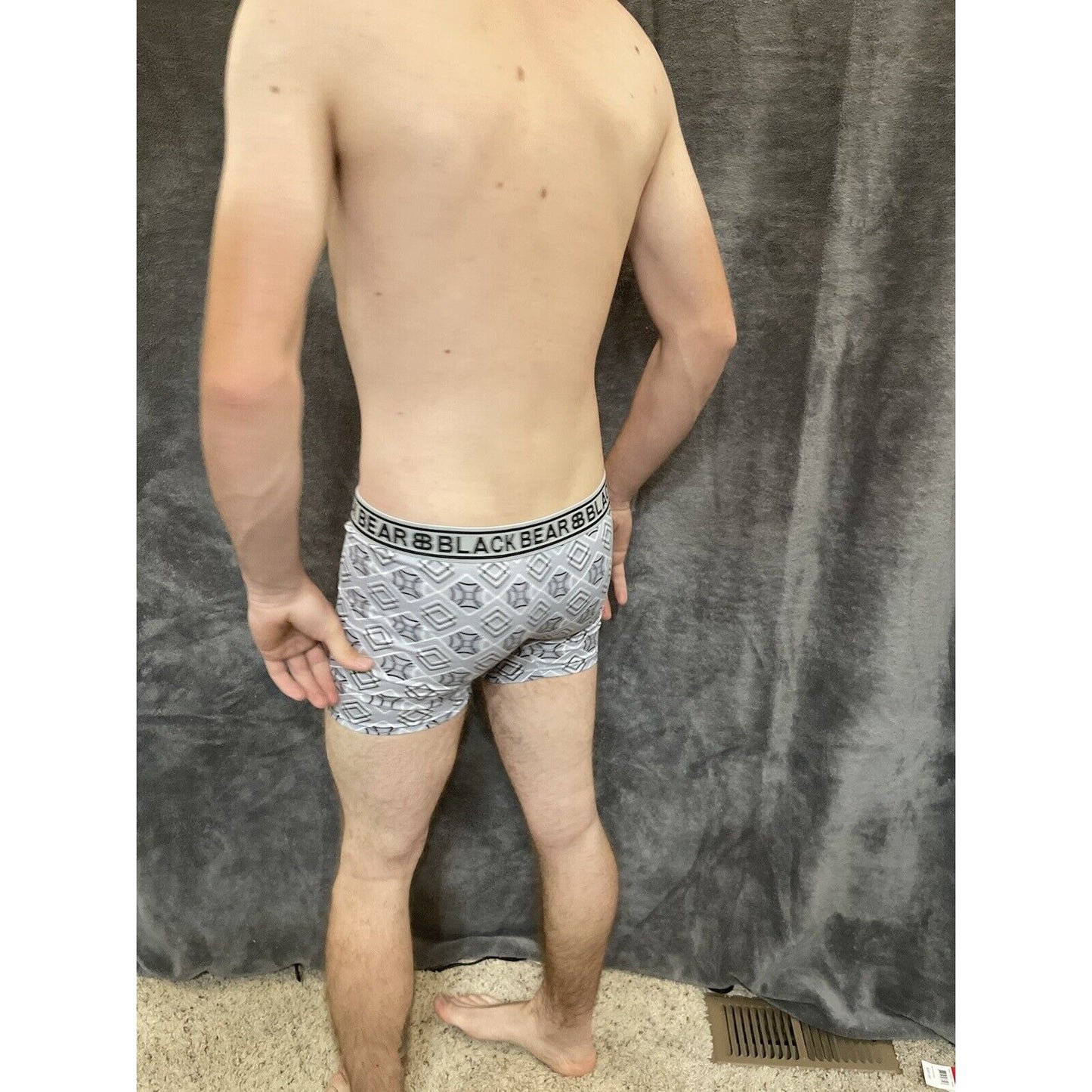 men's medium athletic trunk style black bear boxer brief Gray With Squares