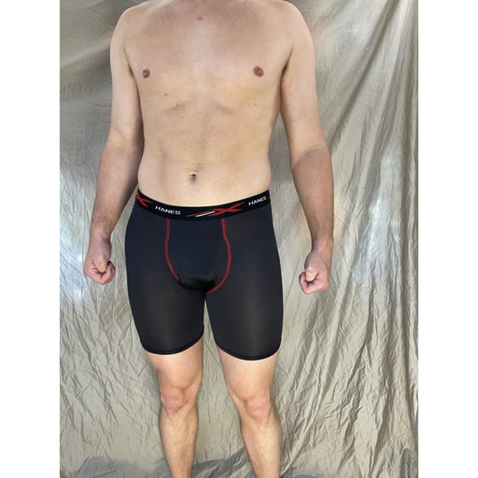 men's hanes x-temp Black and red medium compression boxer shorts