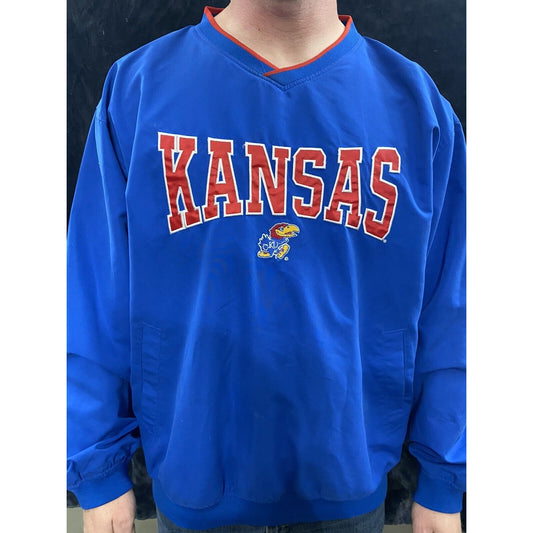 KU KANSAS UNIVERSITY NCAA College Sports Blue Pullover Jacket Men’s Large
