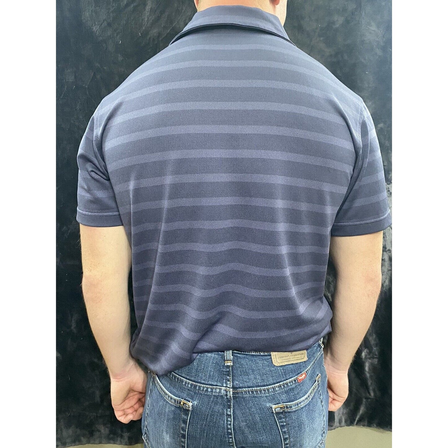 BOLLE Men’s Medium Purple Stripes Short Sleeves Performance Polo Shirt