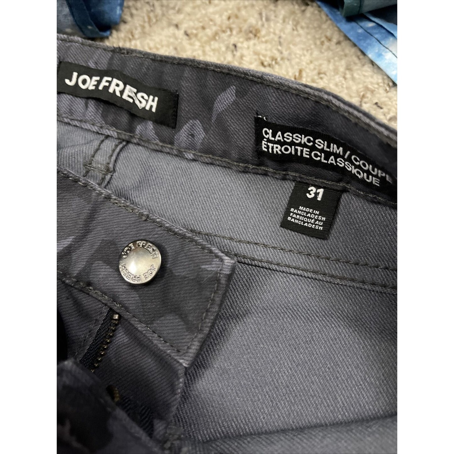 Men’s Joe Fresh gray camo floral classic slim jeans 31 x ~32