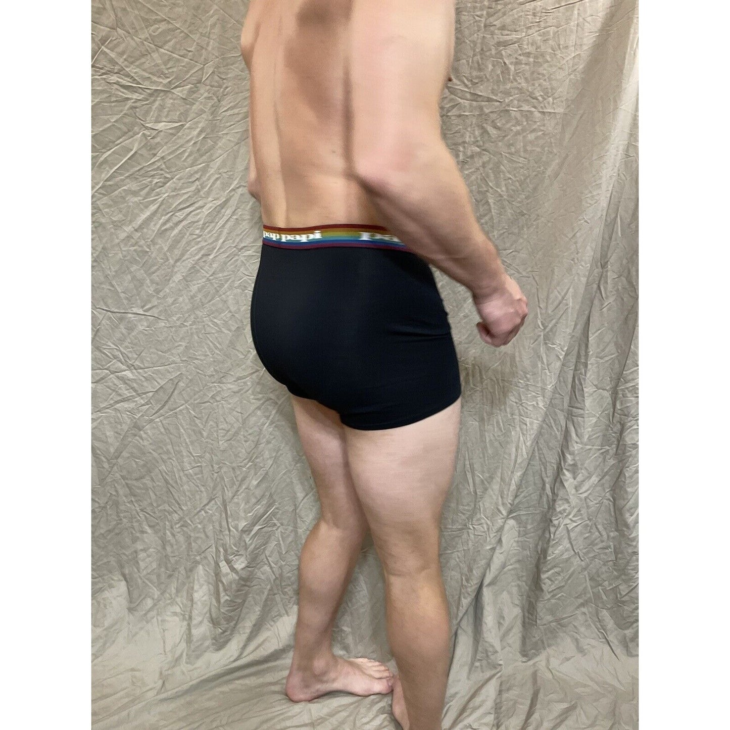 men's papi rainbow pride Black compression boxer briefs Extra large