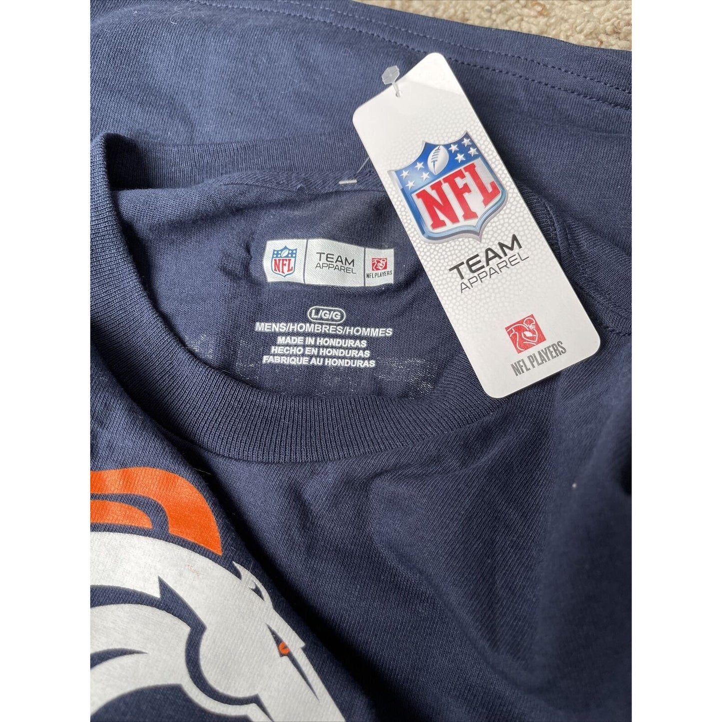 Men’s Large Denver Broncos NFL Team Apparel Blue Tshirt Keenum 4