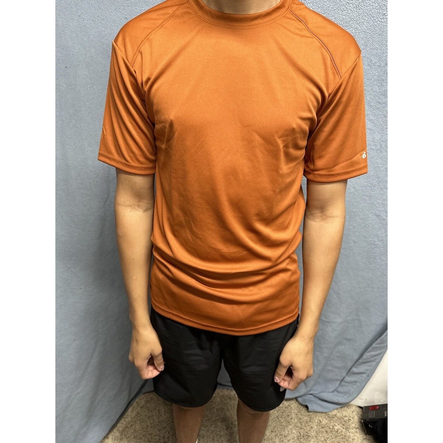 Men’s Small Badger Sport Burnt Orange Short Sleeve Tshirt Polyester