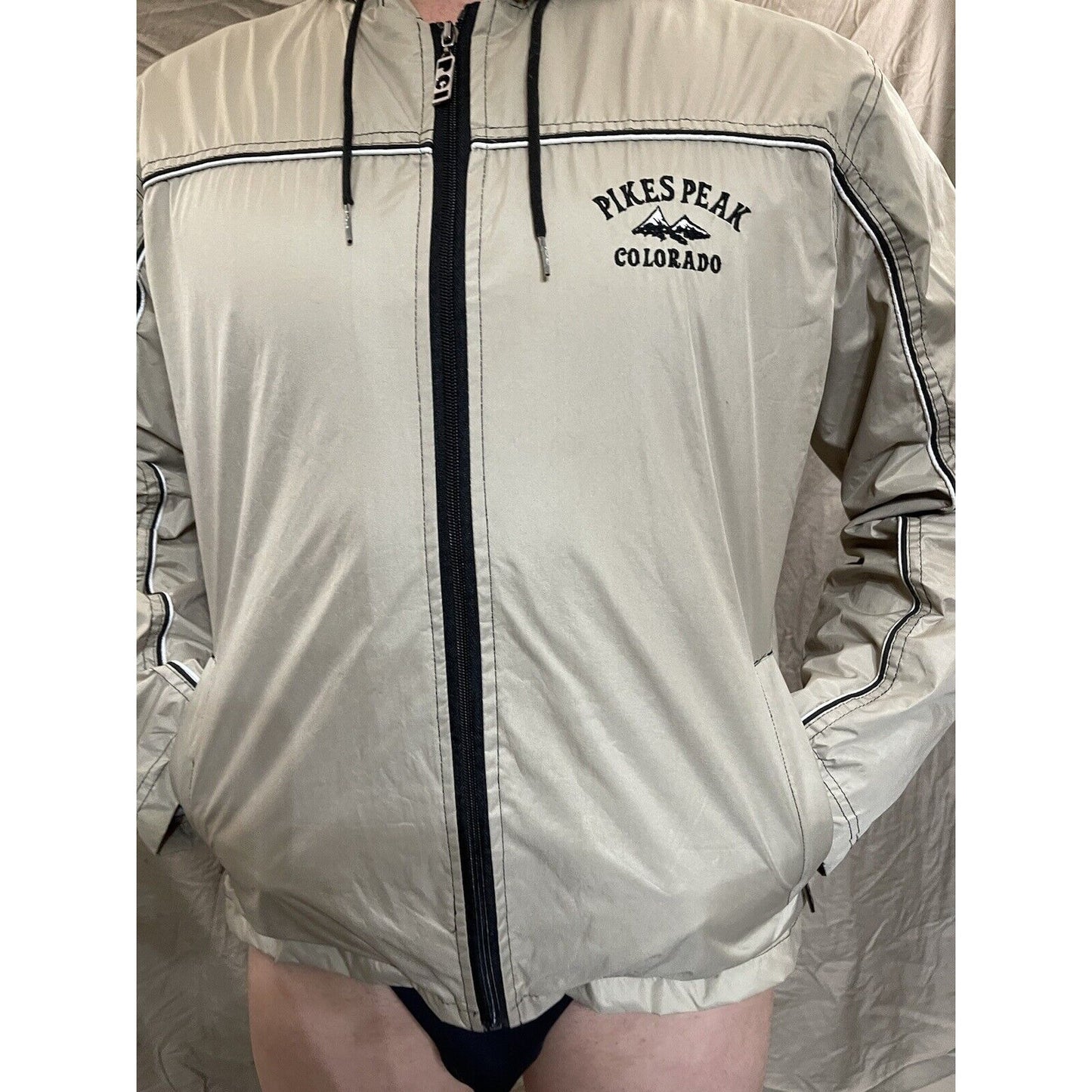 Men's PCI XL Pikes Peak Colorado full zip tan windbreaker