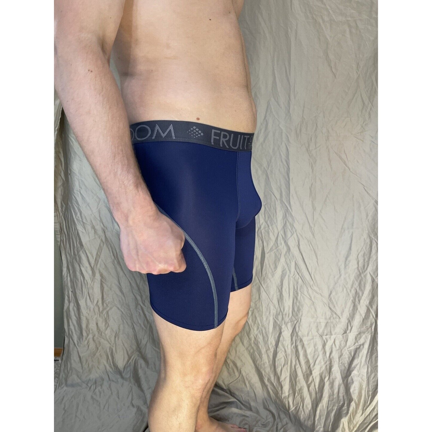 men's fruit of the loom dark blue compression boxer briefs medium