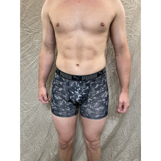 men's small puma gray camo compression boxer briefs