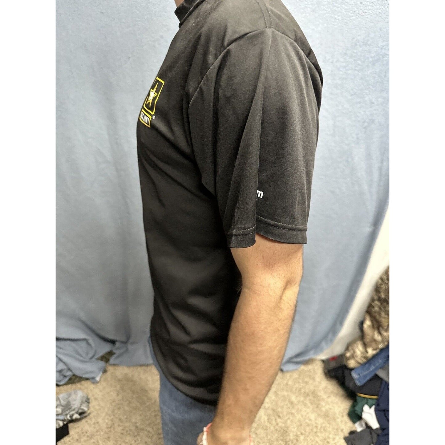 Men’s Army Small Tshirt Physical Fitness Uniform Black Polyester