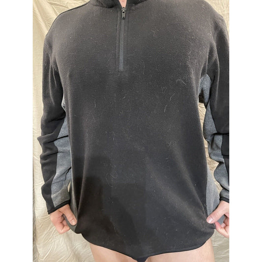 Men's NordicTrack XL quarter zip pullover sweatshirt black and gray