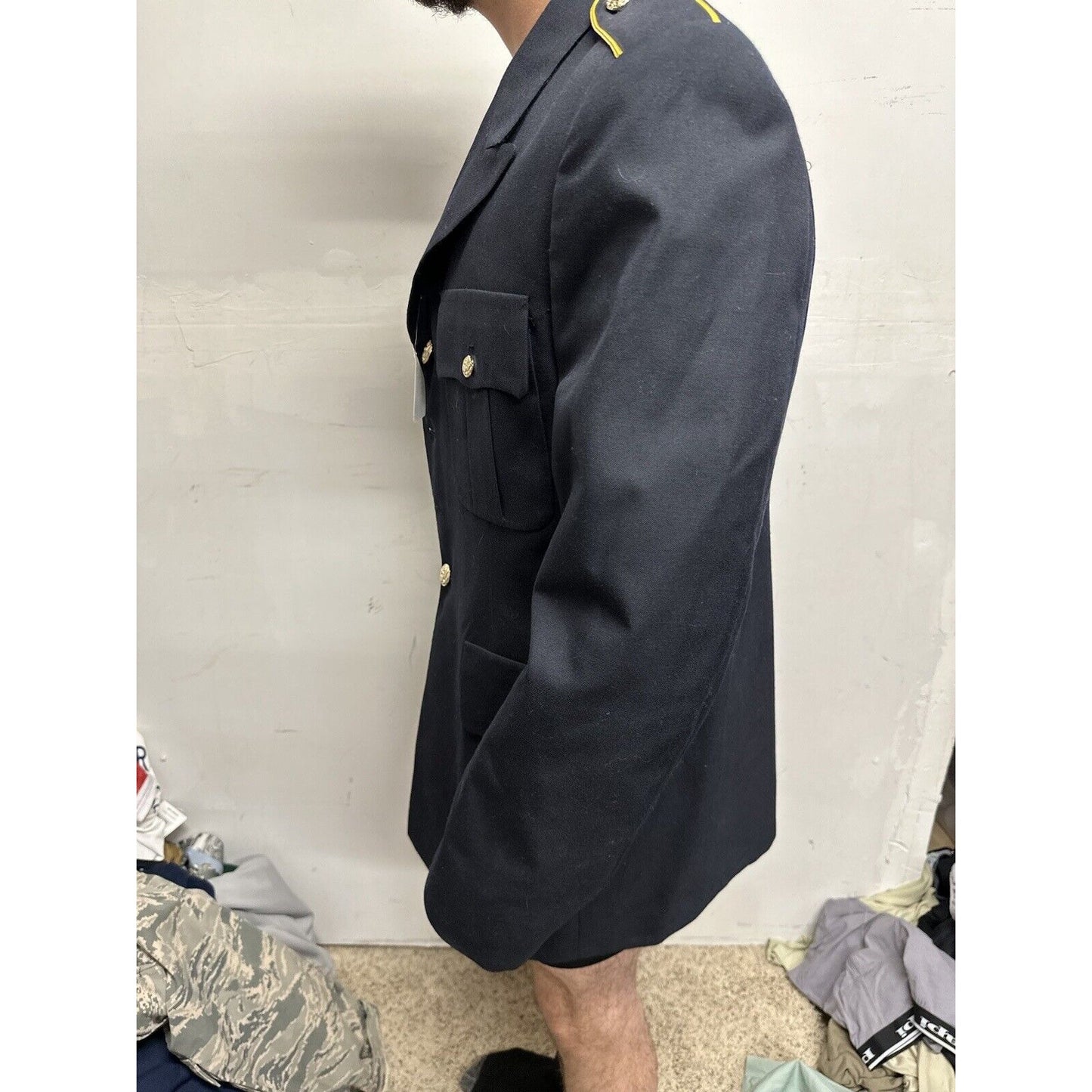 Men’s Army Coat Poly Wool Army Blue 450 42 LC Uniform Service Dress Top Coat