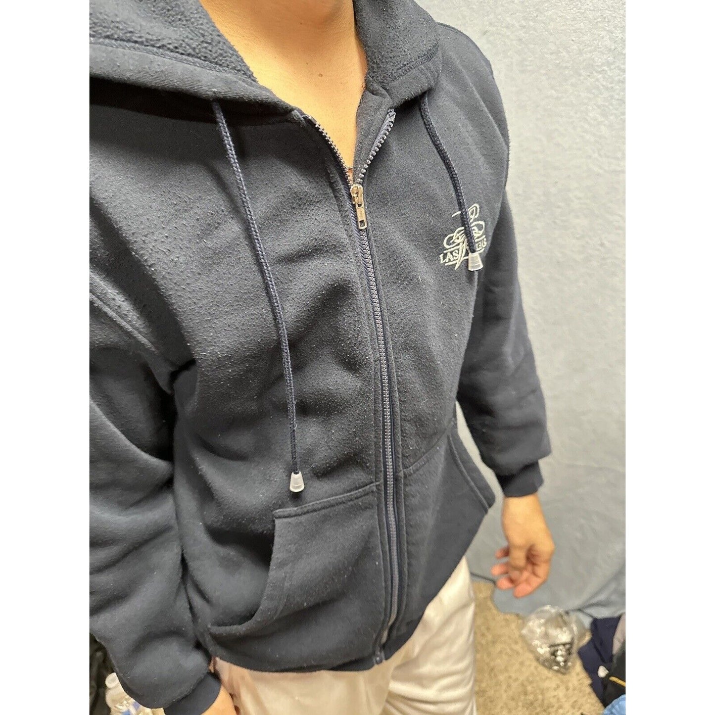 Men’s Dark Blue Full Zip Hoodie Las Vegas Medium DC Classic Polyester