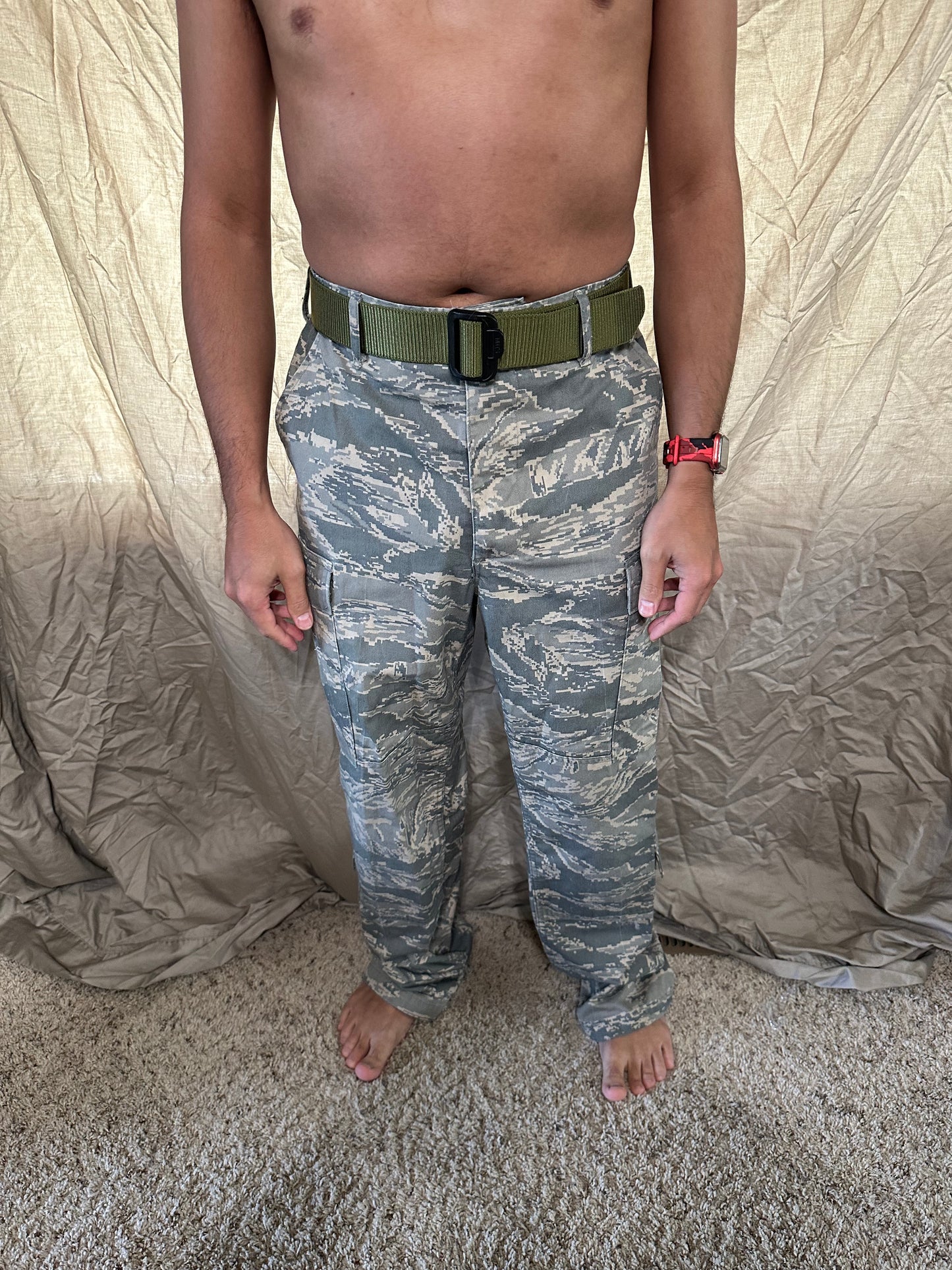 Men’s 30R Abu airman battle uniform USAF civil air patrol pants with olive green belt included