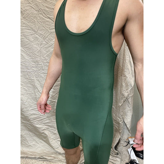 Men's Adult Small wrestling singlet Dark Green Athletic Compression