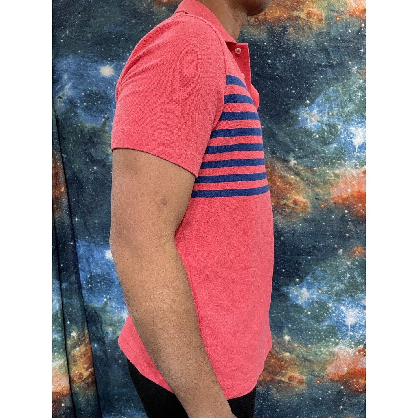 Men’s Nautica Medium Pink/Blue Striped Short Sleeve