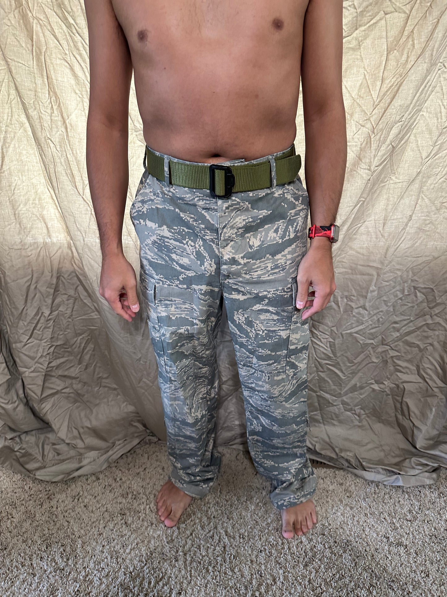 Men’s 30R Abu airman battle uniform USAF civil air patrol pants with olive green belt included