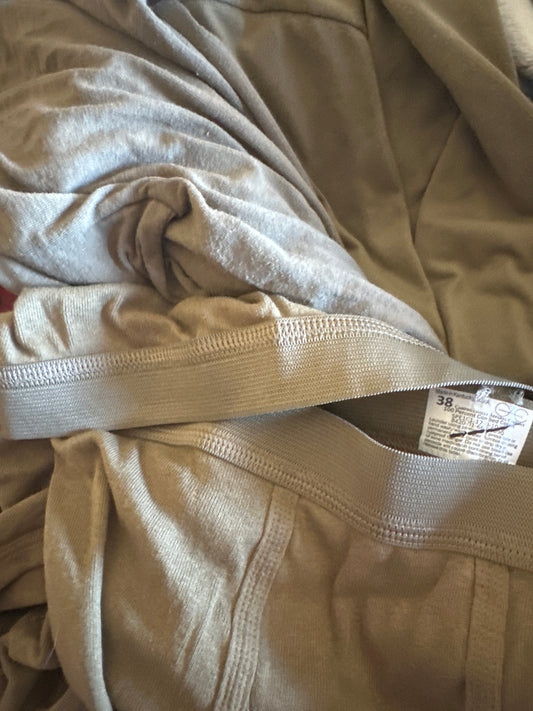 2 size 38 military briefs and 2 XL military brown shirts