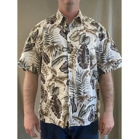 Hollis River Mens XL Hawaiian Summer Tropical Cotton Button-down Short Sleeves