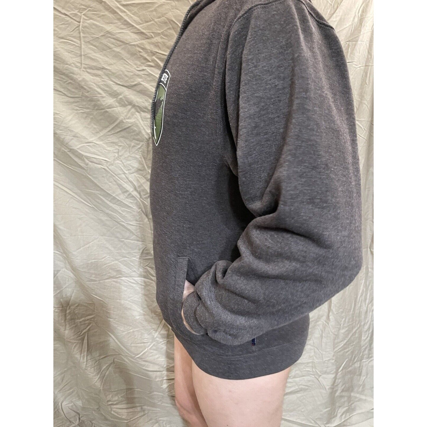 Men's gray military athlete full zip hoodie sport tek medium