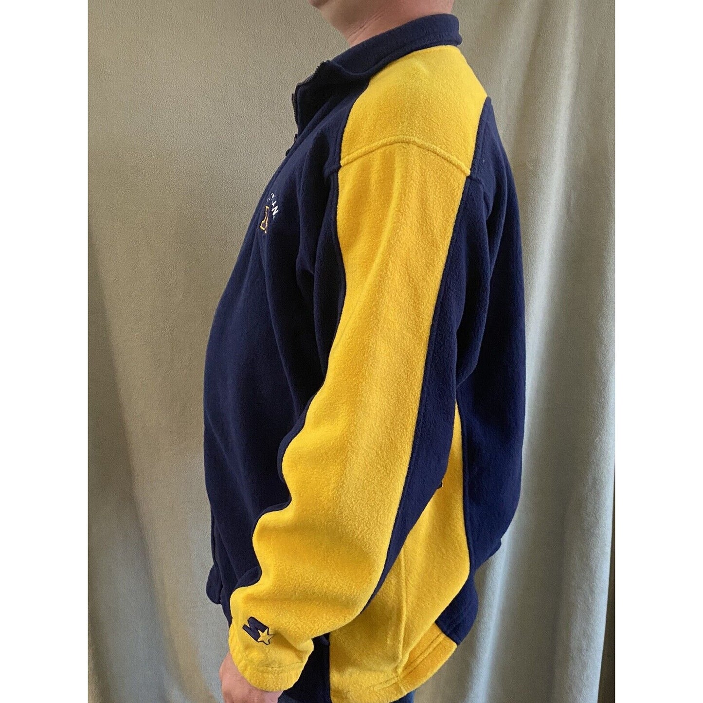 Michigan State Team Starter Yellow Blue Mens XL Polyester Fleece Full-zip NWT