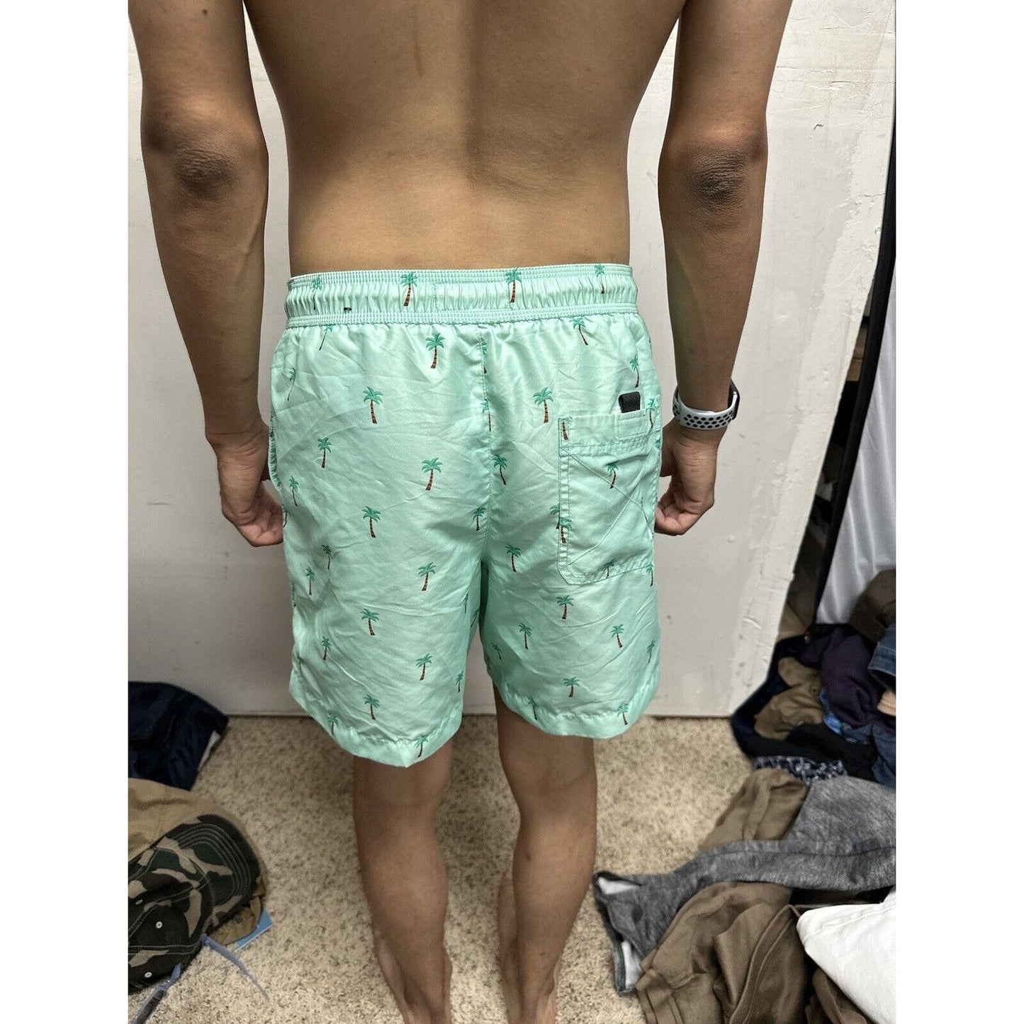 Men’s American Eagle Green Palm Tree Swim Trunks Small