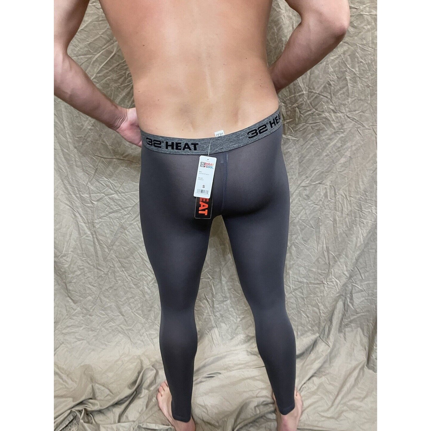 32 degree heat stingray gray compression leggings base layer long underwear small