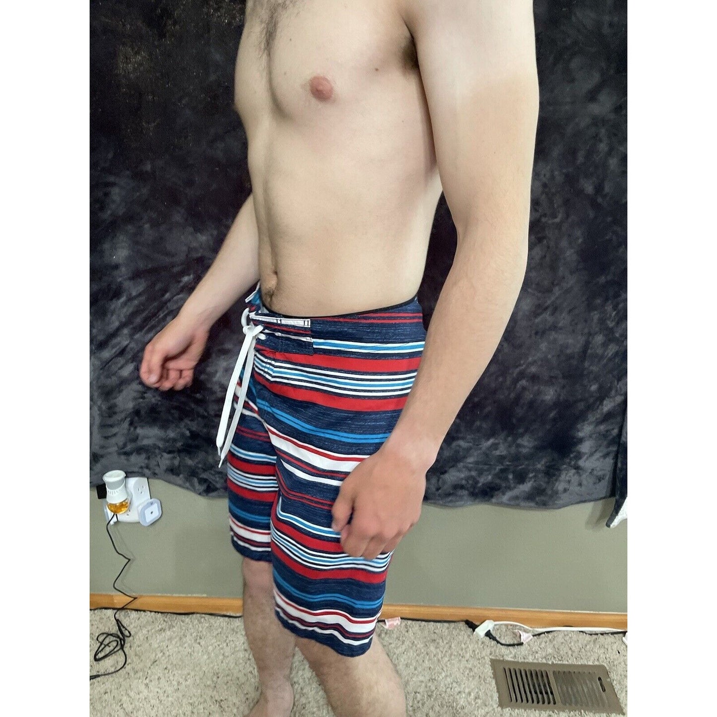 Men’s Small Old Navy Swim Trunks Striped Patriotic