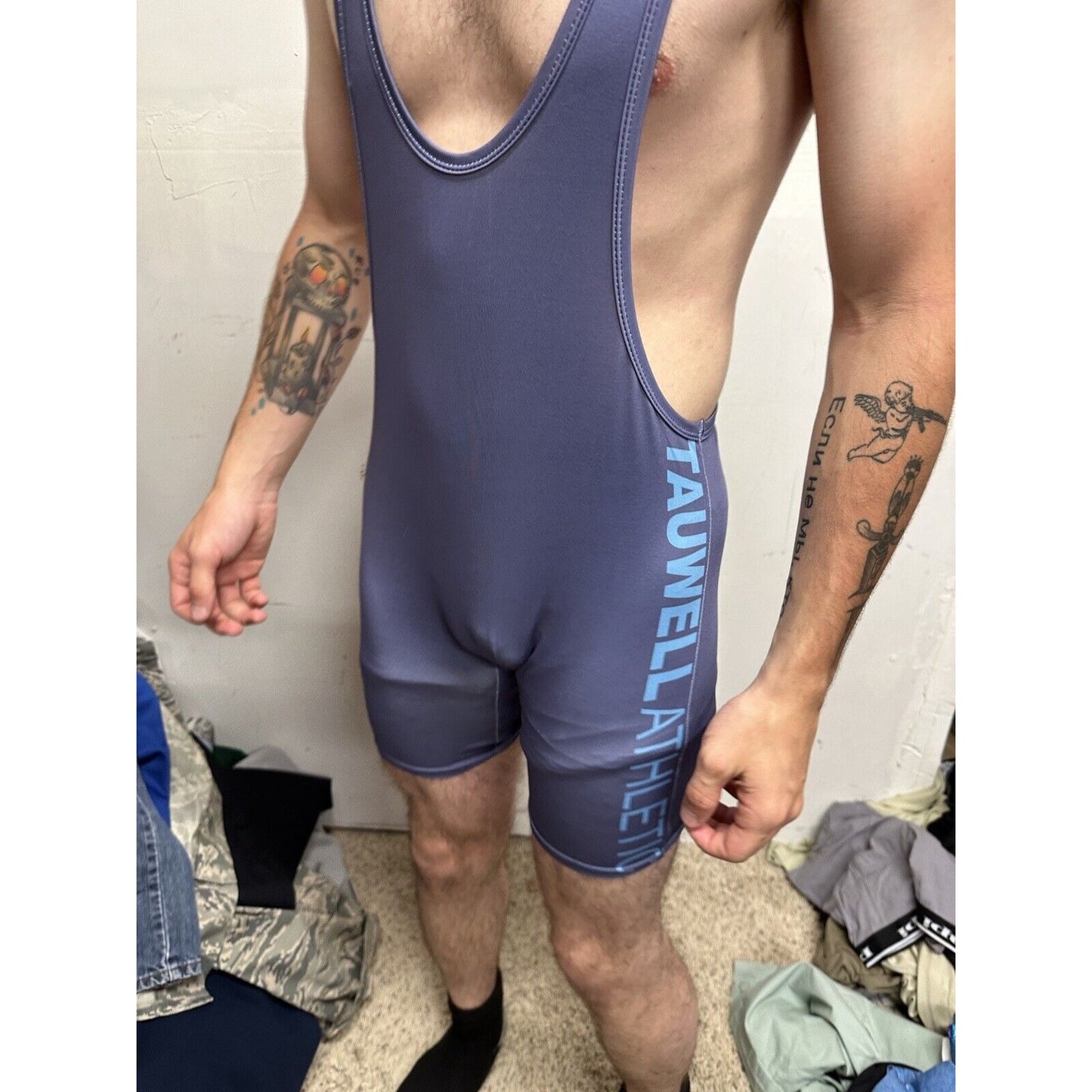 Men’s Gray Tauwell Wrestling Singlet Large