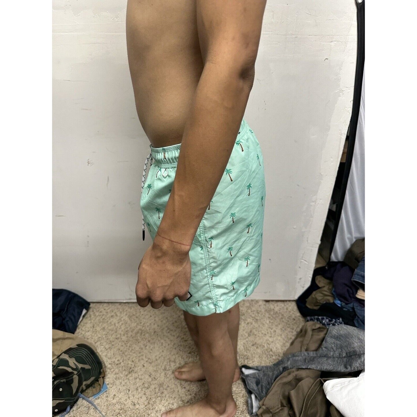 Men’s American Eagle Green Palm Tree Swim Trunks Small