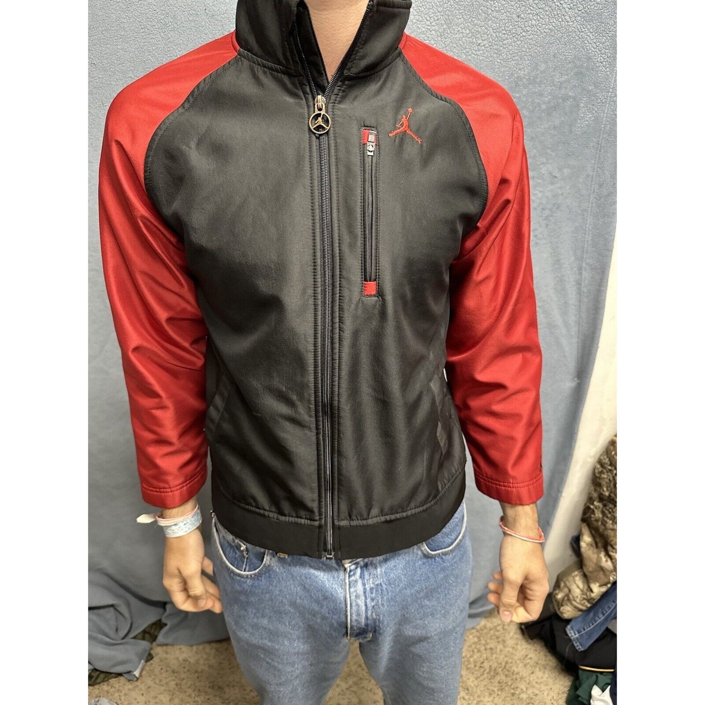 Boys Medium 12/14 AND1 Full Zip Jacket Red Black Polyester