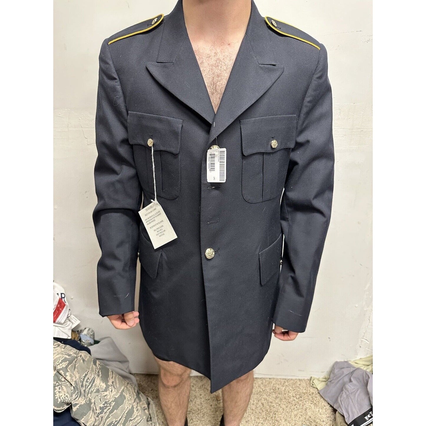 Men’s Army Coat Poly Wool Army Blue 450 42 LC Uniform Service Dress Top Coat