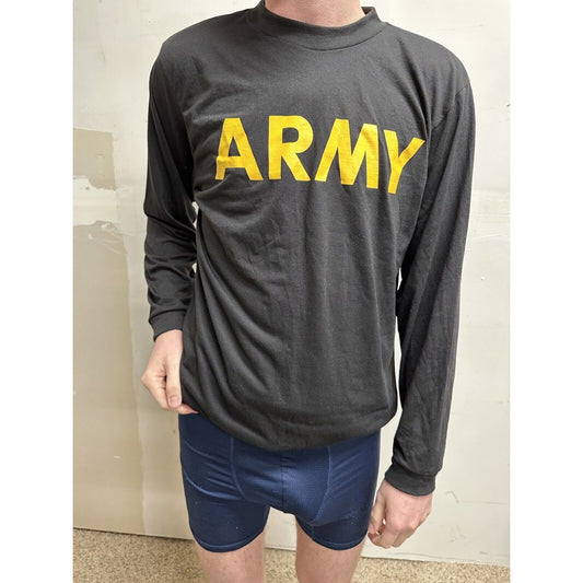 army physical fitness uniform medium long sleeve black poly APFU