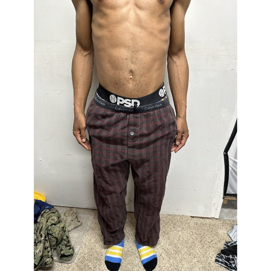 Men’s Calvin Klein Plaid Lounge Pants Medium Pajamas Red And Gray