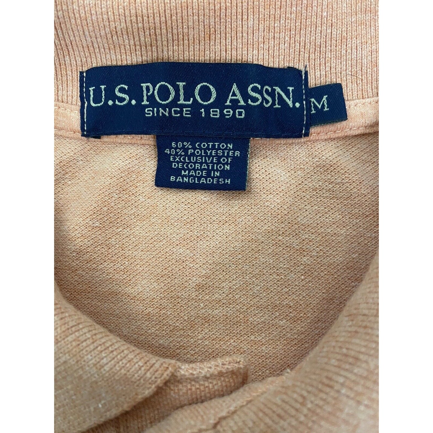 US POLO ASSN Blue Pony Short Sleeves Cotton Classic Mesh Shirt Medium Orange