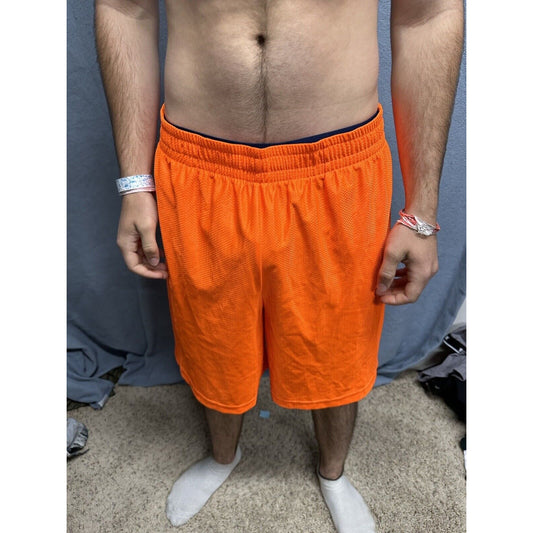 Men’s Neon Orange Starter Medium Athletic Shorts With  Pockets