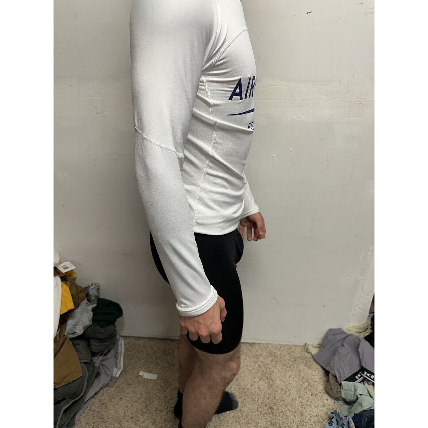 Men’s White Nike Pro Compression Hyper Warm Air Force Prep Football Shirt