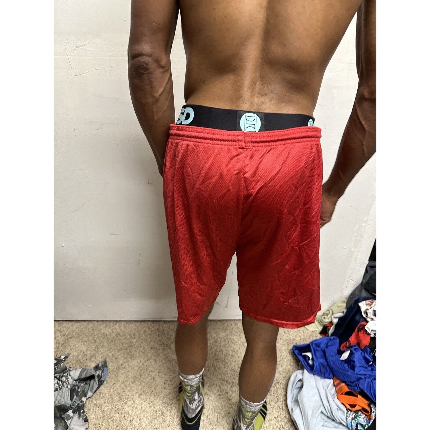 Men’s Large Red Lancer Wrestling Athletic Shorts No Pockets