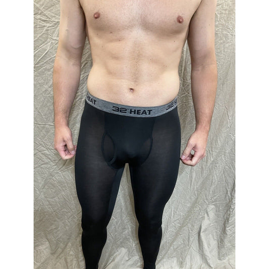 men's 32 degree heat black base layer long underwear leggings Large
