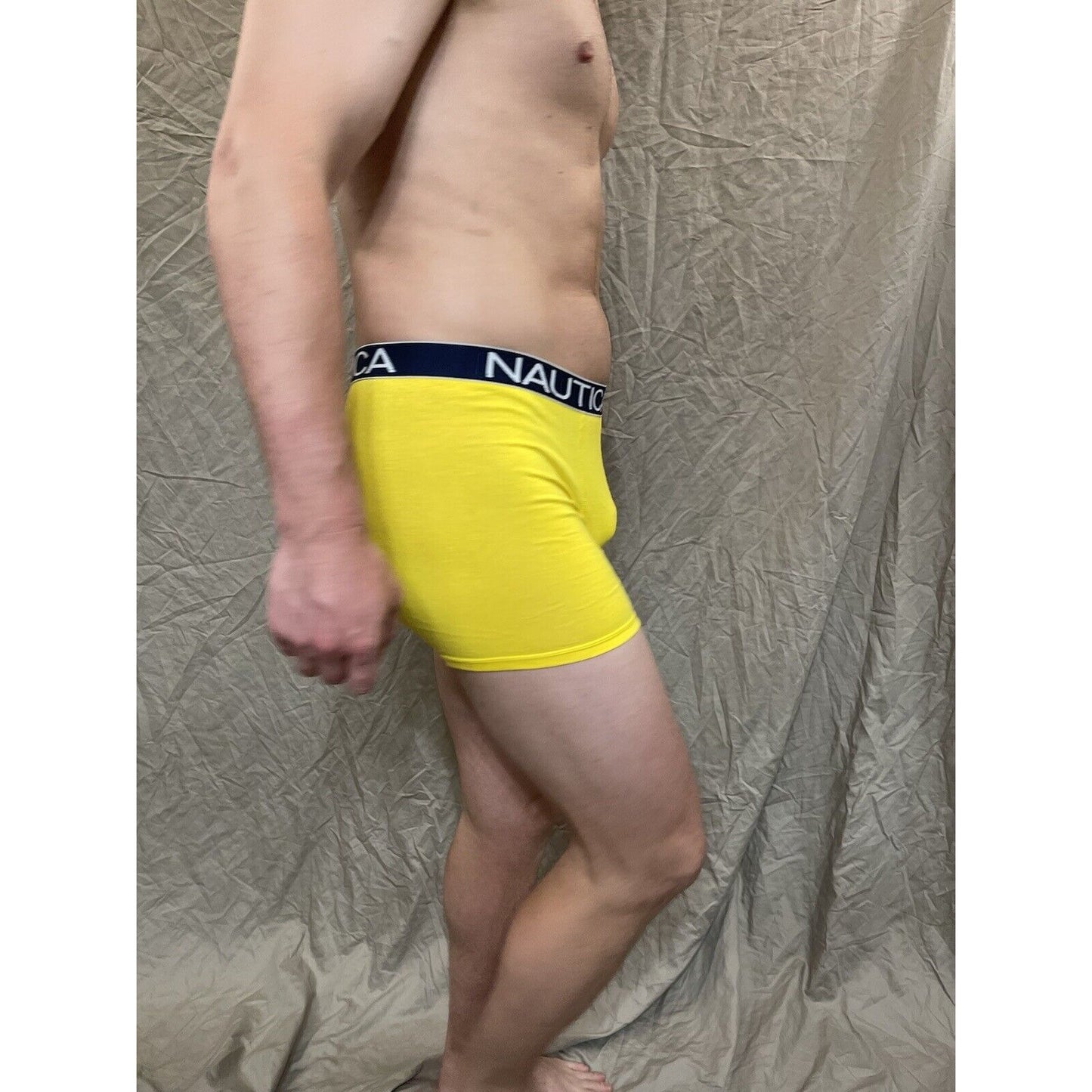 men's nautica 5% spandex boxer brief yellow large