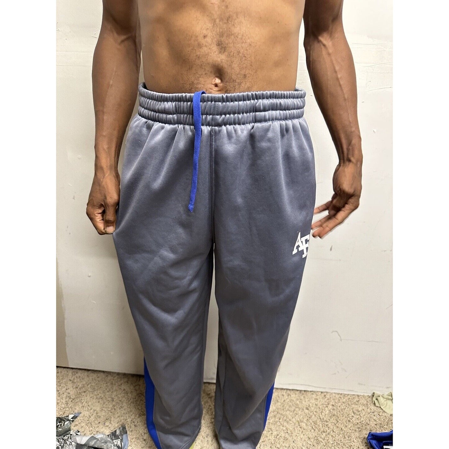 Men’s Gray Large Russell Polyester Sweat Pants With Pockets Air Force Falcons US