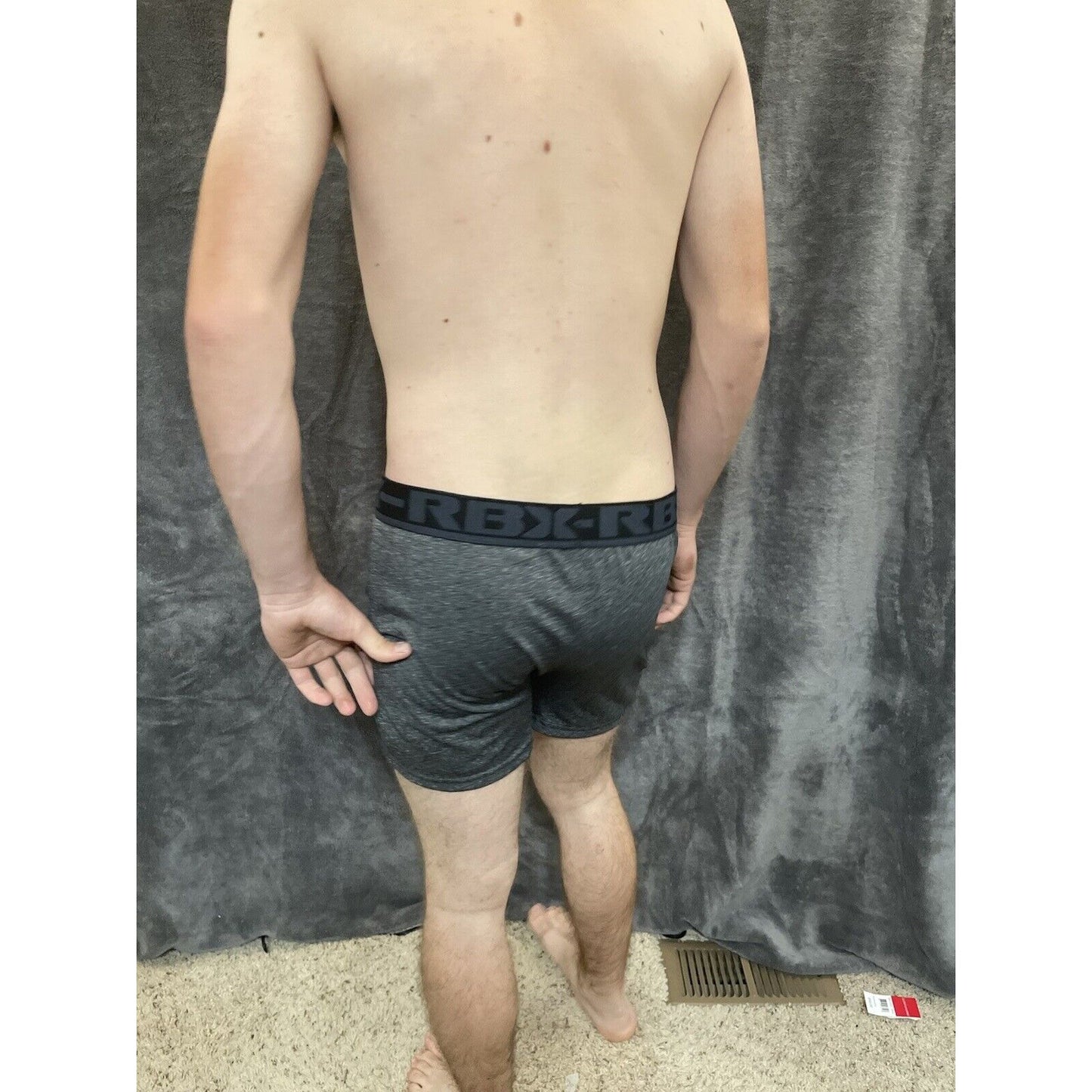 men's rbx Gray black Band large 10% spandex compression boxer briefs