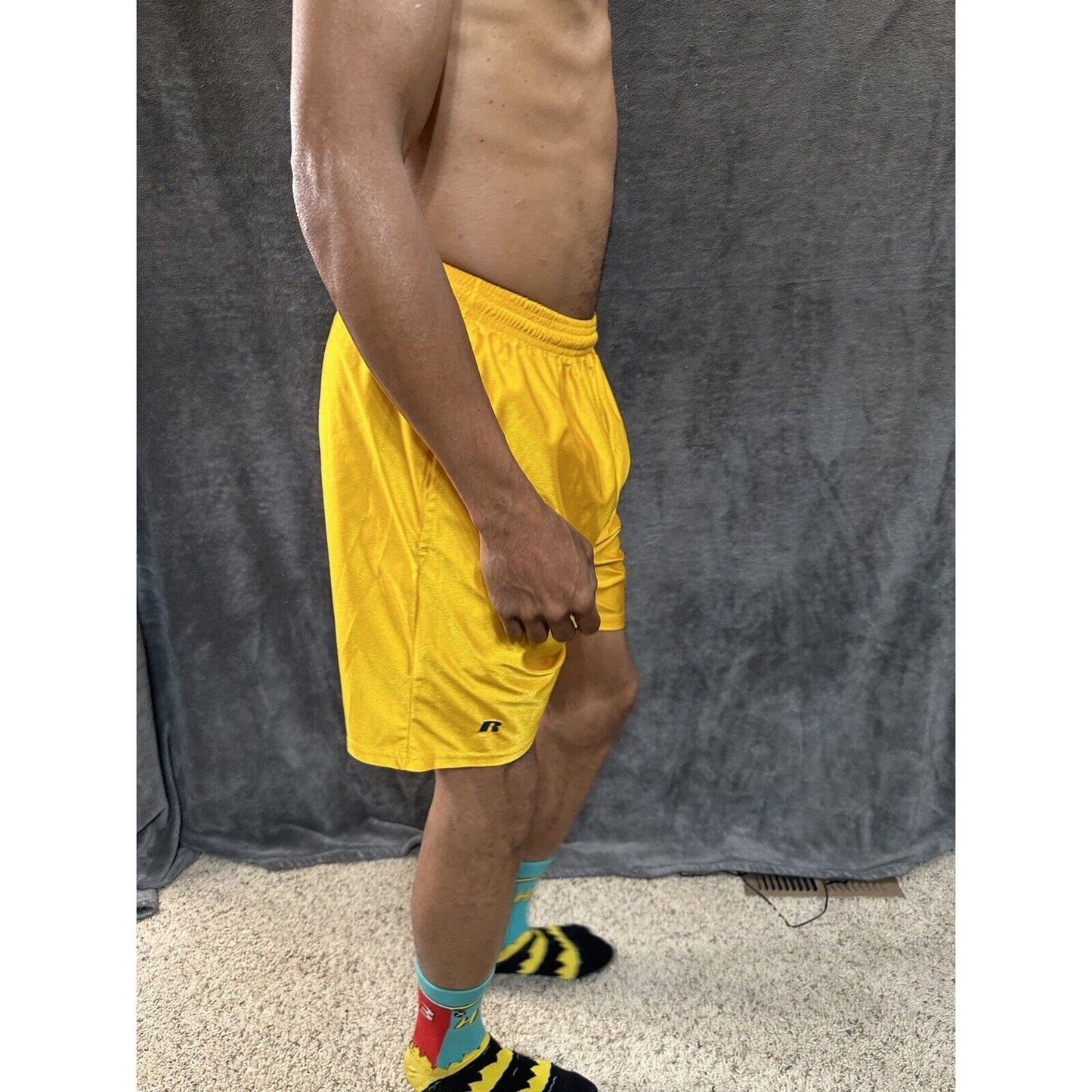 Men’s Gold Dazzle Medium Russell Athletic Shorts With Pockets