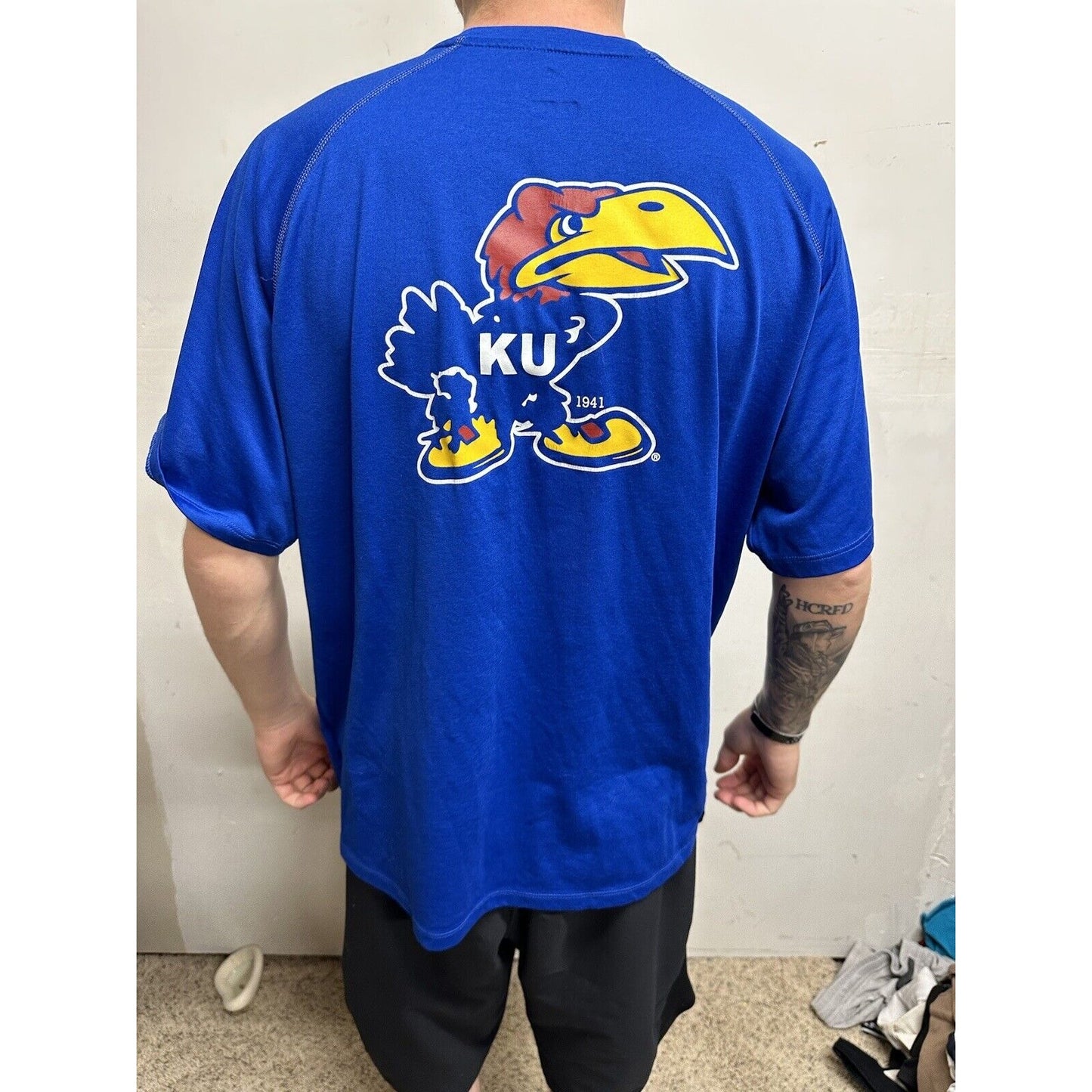 Men’s Medium Kansas Football Medium Adidas Climalite Tshirt