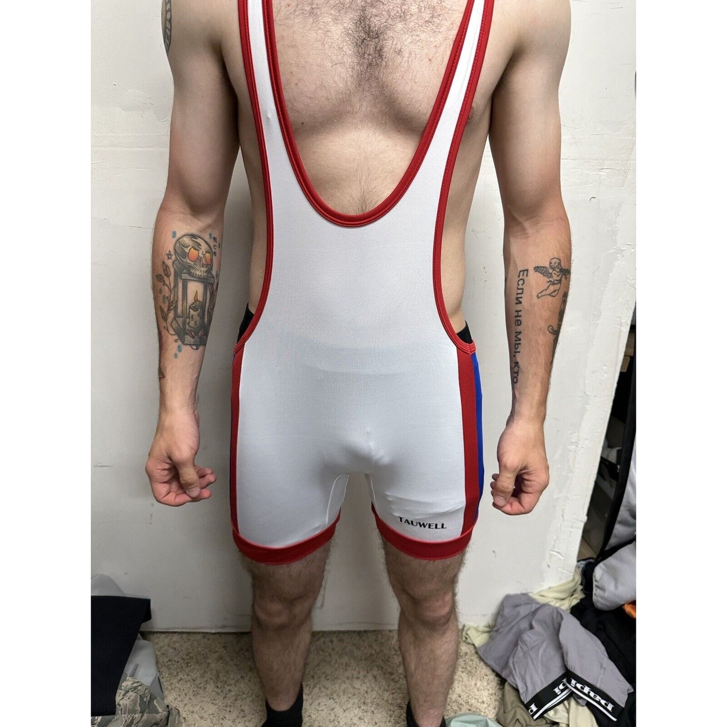 Men’s Patriotic Red White And Blue Tauwell Wrestling Singlet Medium