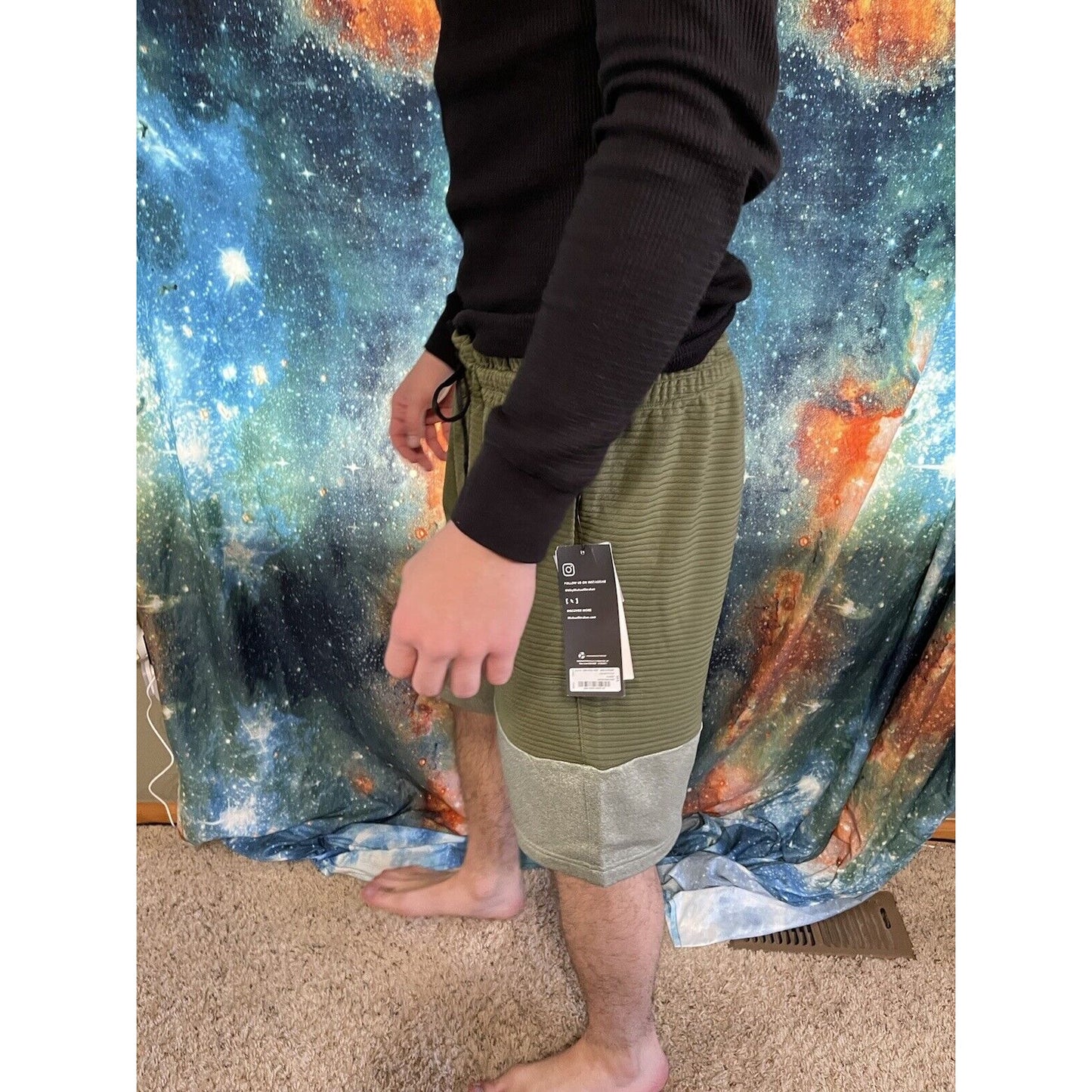 Michael Strahan Olive Green/gray Quick-Dri premium ultra fleece shorts XL