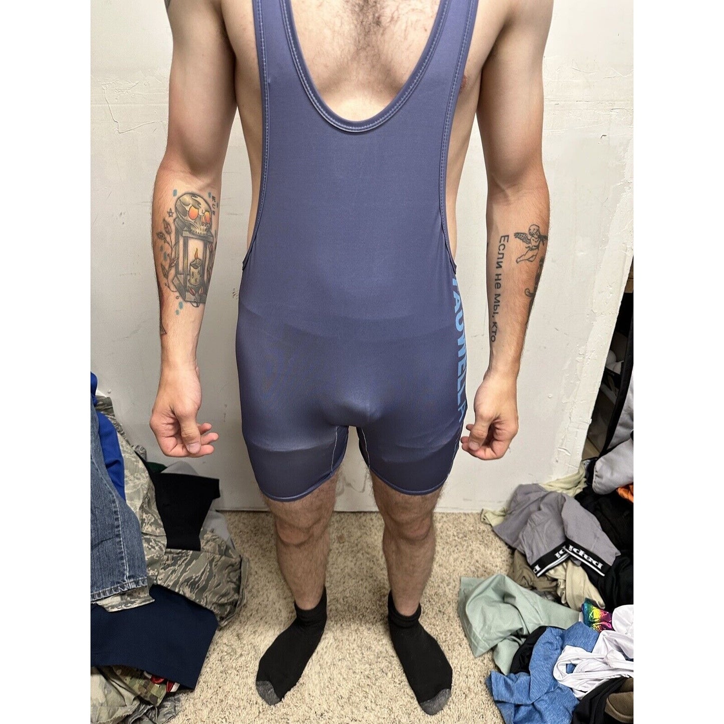 Men’s Gray Tauwell Wrestling Singlet Large
